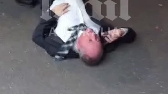 Footage of Barnaby Joyce, 56, shows him mumbling on the ground after falling off a planter pot. Picture: Daily Mail Australia