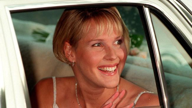 Swimmer Susie (Susan) O'Neill arrives at a New Farm church for her 1998 wedding to Dr Cliff Fairley. Picture: Nathan Richter