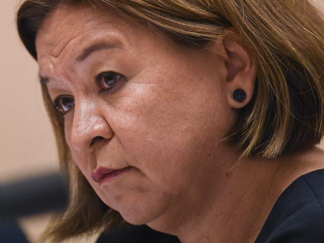 **FILE** A Wednesday, April 11, 2018 image reissued Monday, September 24, 2018 of former ABC managing director Michelle Guthrie speaking during Senate Estimates at Parliament House in Canberra. ABC managing director Michelle Guthrie has been sacked effective immediately because it was "not in the best interests" of the broadcaster for her to stay in the job. Board chairman Justin Milne said the transition to a new leader could be disruptive but discussions had been under way for several months. (AAP Image/Lukas Coch) NO ARCHIVING