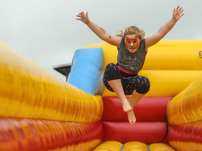 Bellarine's biggest free family fun day - animal farm, live performances, jumping castles etc. Pictured is  Alice Pender , 9 from Geelong , on the jumping castlePhoto: Pat ScalaSunday the 22nd of October 2017