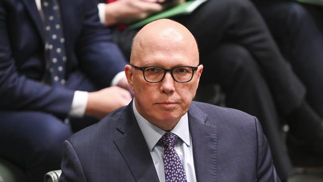 Opposition Leader Peter Dutton during committed to holding a second referendum. Picture: NCA NewsWire / Martin Ollman