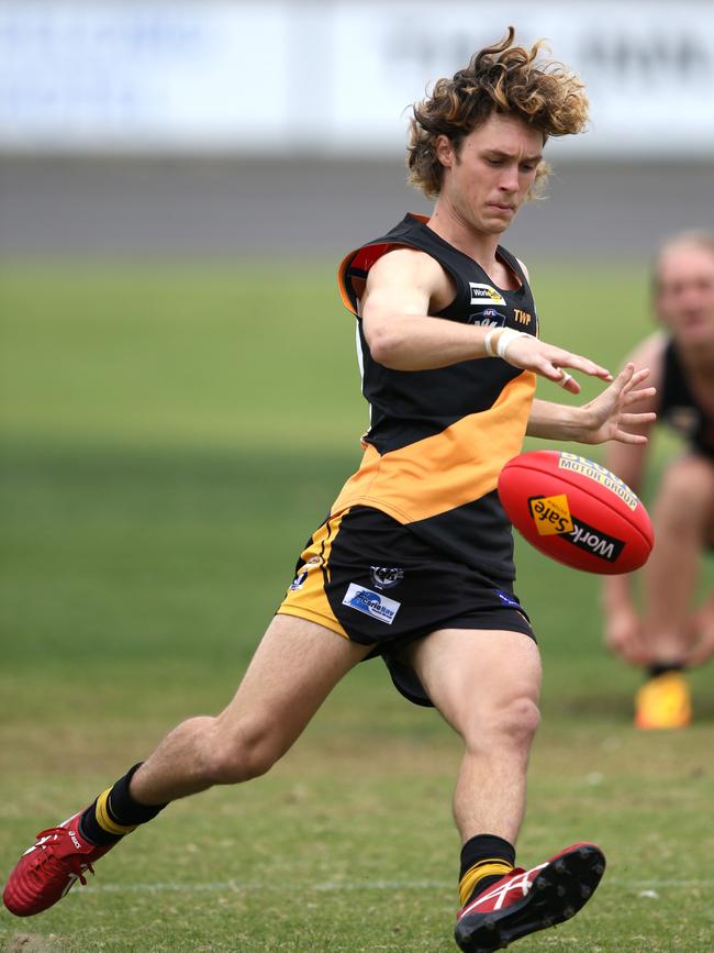 GFL: Geelong West Giants v Grovedale. Grovedal's Lachlan Smith. Picture: Mike Dugdale