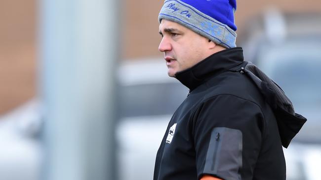 Thomastown coach Mario Bandera watches on. Picture: Steve Tanner