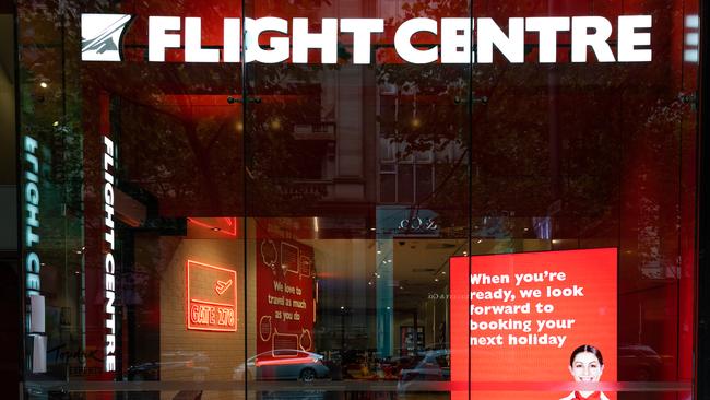 A closed flight centre store in April due to coronavirus. Picture: Getty