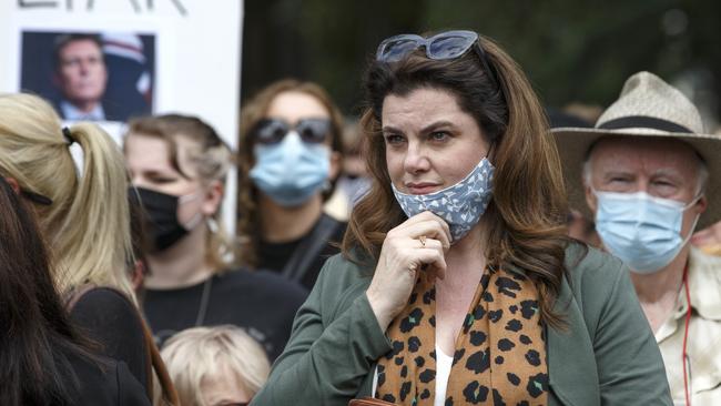 ABC Journalist Louise Milligan participates in the nationwide women’s rally against violence in the workplace. Picture: NCA NewsWire / David Geraghty