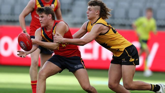 Sturt’s Alex Holt displays his strength while representing South Australia at the AFL under-18 championships. Picture: Will Russell/AFL Photos via Getty Images