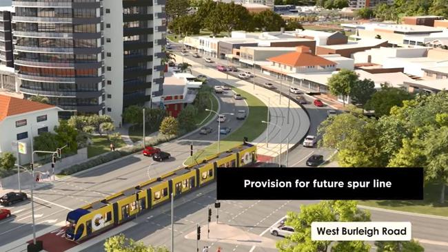 A future spur line could be built along West Burleigh Road to Varsity Lakes.