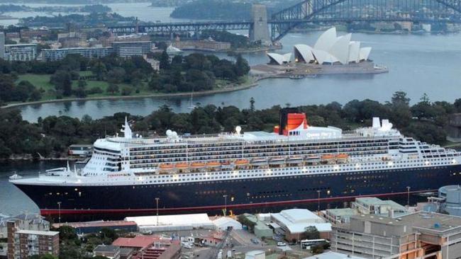 The Queen Mary 2 at Garden Island. Picture: James Morgan