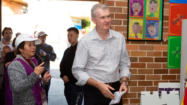 Labor Member for Watson Tony Burke arrives to vote at Punchbowl Public School in 2019. Burke has said he supports ‘completely’ the decision of the local Canterbury-Bankstown Council to fly the Palestinian flag as ‘truly representing the grief that is in the community’. Picture: AAP