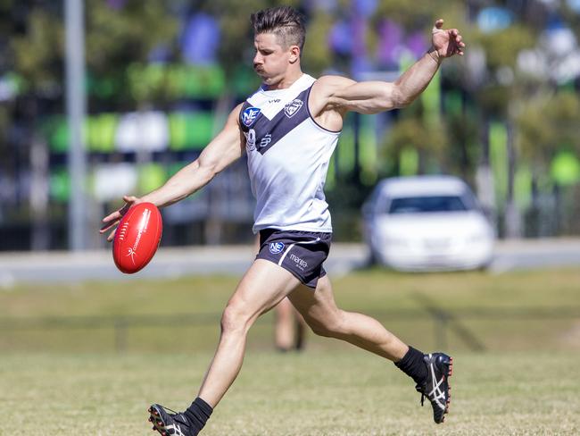 Southport Sharks forward Josh Baxter will play his 100th senior game for the club this weekend. Picture credit: TJ Yelds, NEAFL.