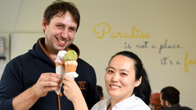 Number 2: Paradise Gelato wife and husband team Andi Lee and Joyce Ng at their shop. Picture: Penny Stephens