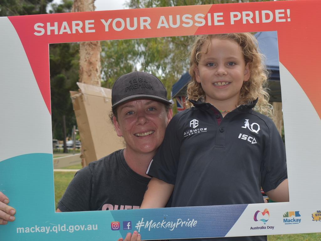 Maire and Teneal Kelly at the Mackay & District South Sea islander Association's 2022 Australia Day Celebrations in Quota Park. Picture: Lillian Watkins