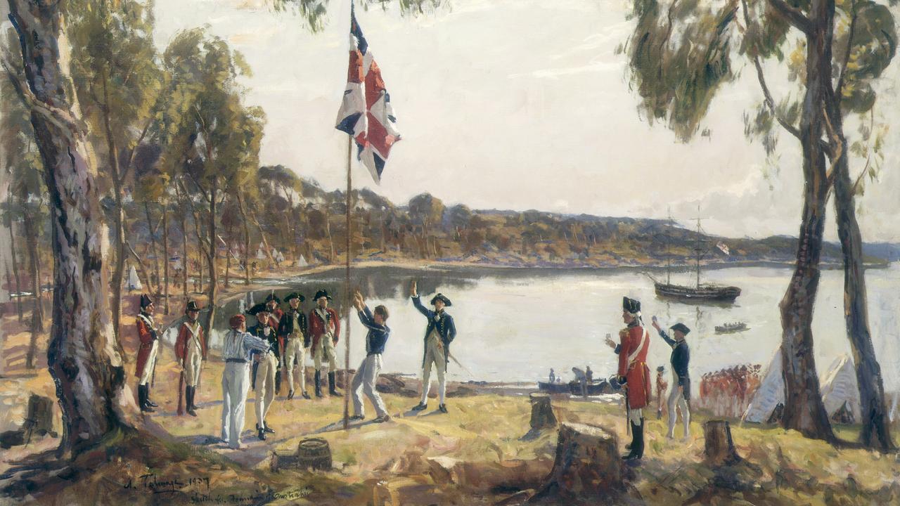 'The Founding of Australia', a 1937 sketch by Algermon Talmage. Picture: State Library of NSW