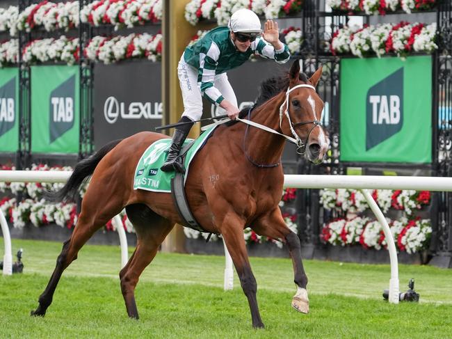 Via Sistina (IRE) ridden by James McDonald wins the TAB Champions Stakes at Flemington Racecourse on November 09, 2024 in Flemington, Australia. (Photo by Jay Town/Racing Photos via Getty Images)