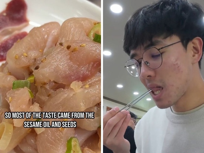 Food blogger reviews raw chicken. Picture: TikTok / johnnykyunghwo