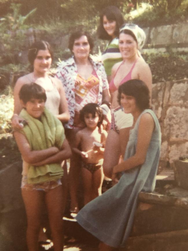 Teresa with her children including and a young Mercedes (centre) in Tasmania in the 1970s.