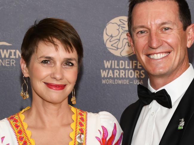 LOS ANGELES, CALIFORNIA - MAY 06: TV Personality Rove McManus (R) and his Wife Tasma Walton (L) attend the 2023 Steve Irwin Gala Dinner at SLS Hotel, a Luxury Collection Hotel, Beverly Hills on May 06, 2023 in Los Angeles, California. (Photo by Paul Archuleta/Getty Images)