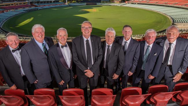 Cunningham (fifth from left) with some of the board members that were behind Port Adelaide’s entry to the AFL. Picture: Ben Clark