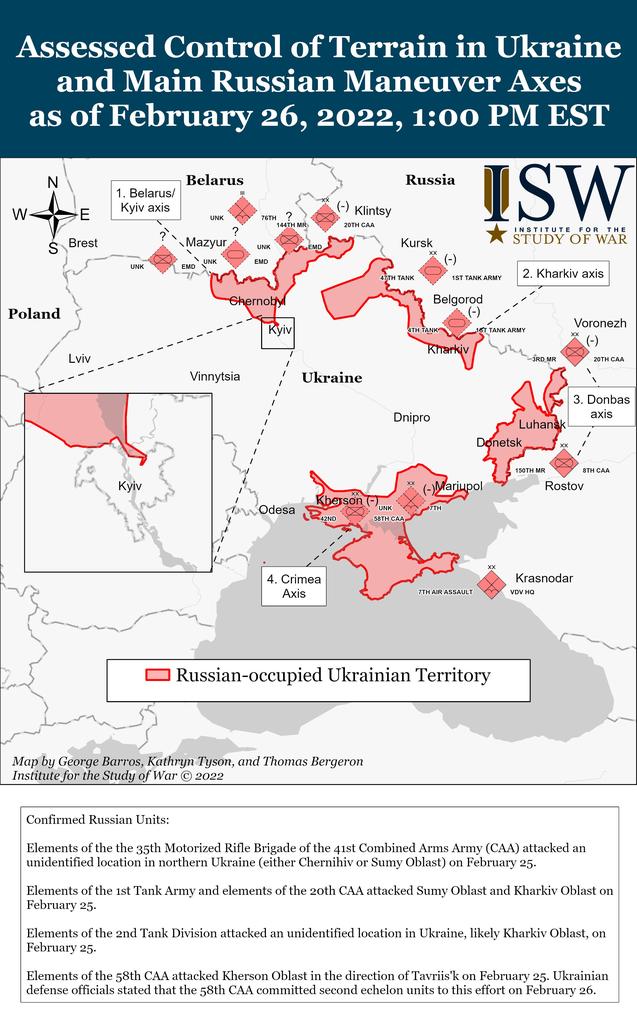 New mapping showing the movements of Russian forces in Ukraine. Picture: Institute for the Study of War