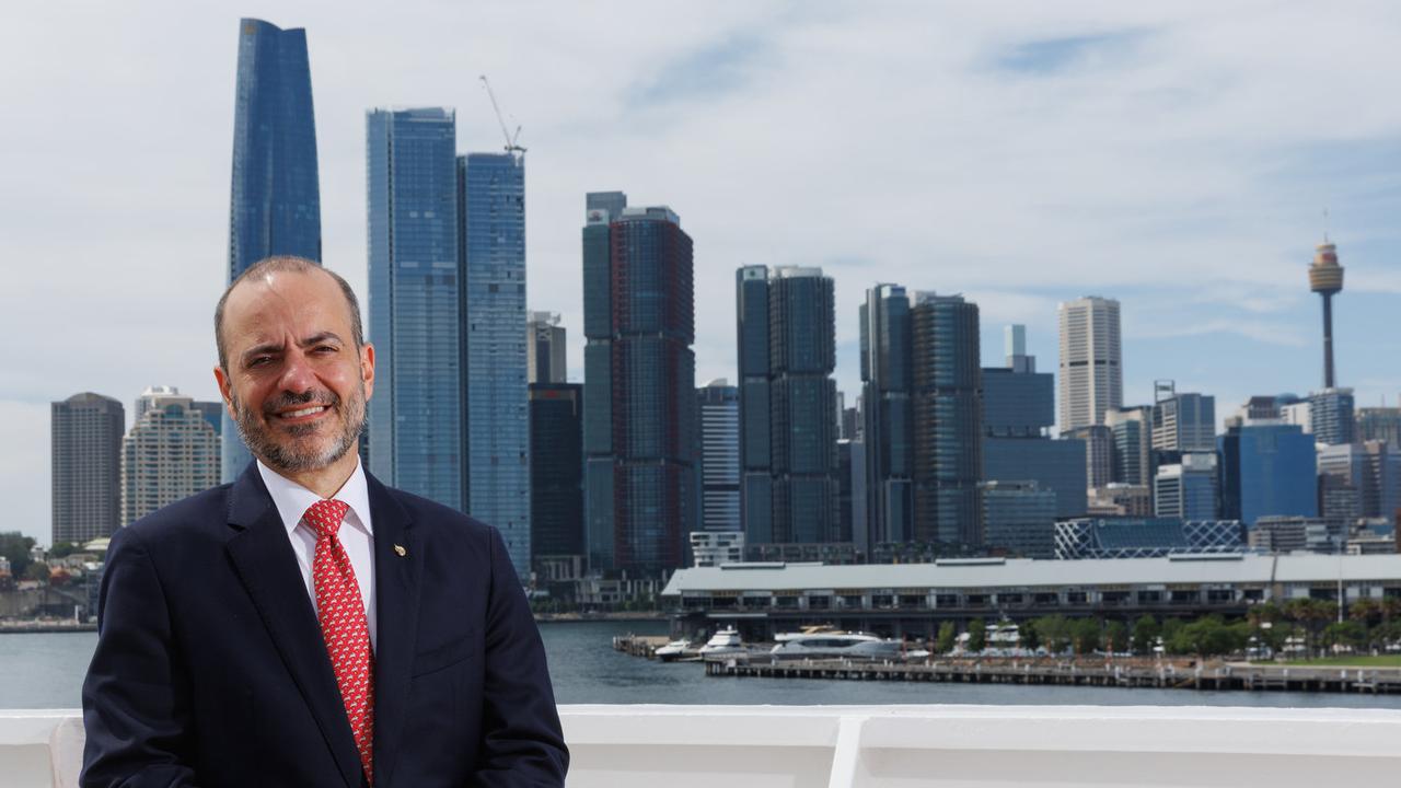 President of Holland America Cruise Line, Gustavo Antorcha on the deck of the Volendam, which docked in Sydney over the weekend. Picture: David Swift