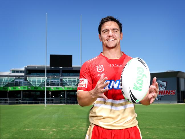 Kodi Nikorima with Kayo ball at Redcliffe, Dolphin Stadium, on Tuesday 6th December 2022 - Photo Steve Pohlner