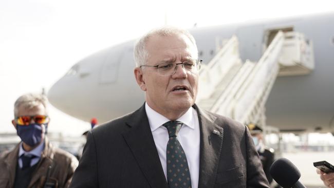 Prime Minister Scott Morrison arrives in Rome for the G20 on October 29. Picture: Adam Taylor