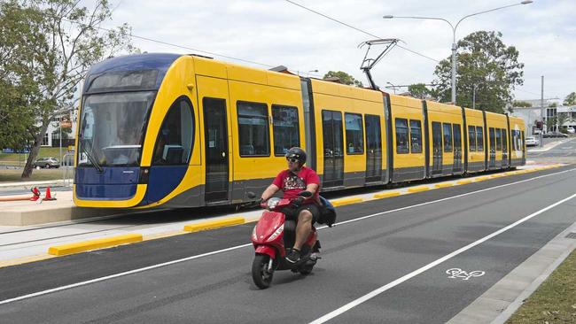 Light rail on the Gold Coast. Picture: DAVE HUNT-AAP