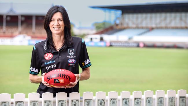 Olympic basketballer Rachael Sporn is Port Adelaide’s newly appointed AFLW football operations manager. She’s pictured at Port’s Alberton headquarters. Picture: Russell Millard