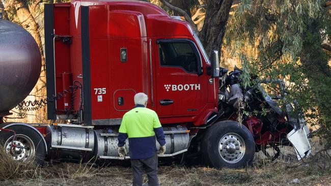 The truck involved in the crash. Picture: Ian Currie.