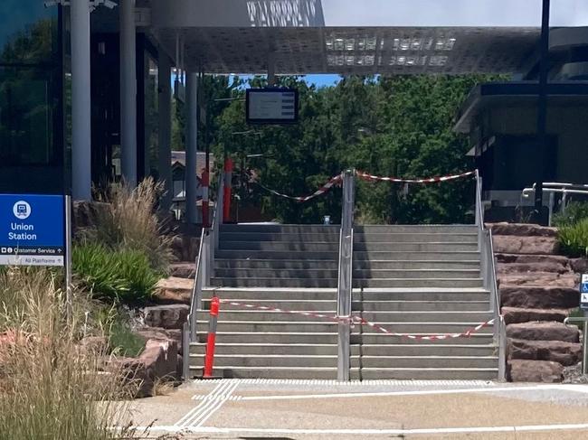 Stairs cordoned off for repairs again at the Union 'super station' in Mont Albert. Pic: Supplied