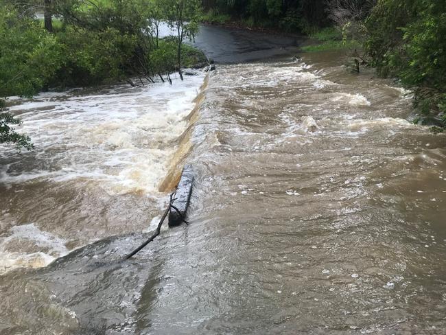 Floodwaters have been rising in Kunghur, in the Tweed Shire, on Wednesday. Picture: Jenny Leunig