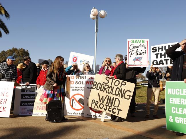 Protesters outside at the 2023 Bush Summit. Picture: Jonathan Ng