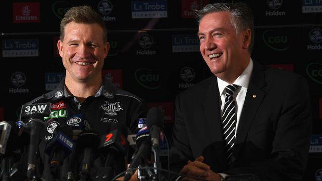 Nathan Buckley and Eddie McGuire at Monday’s press conference.