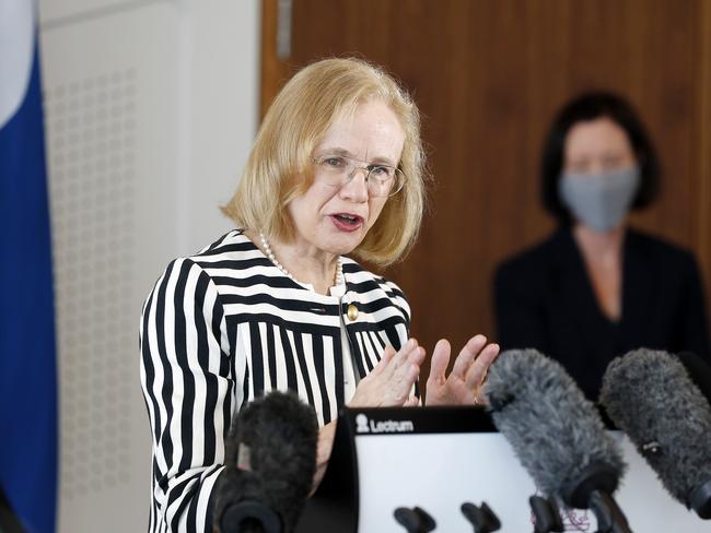 Dr Jeannette Young announced anyone travelling into Queensland from Victoria will no longer need to get tested. Picture: NCA NewsWire / Josh Woning