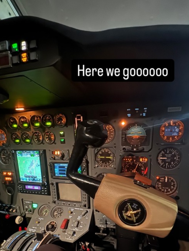 An Instagram post showed the musician at the plane's controls with the caption, 'Here we gooooo'