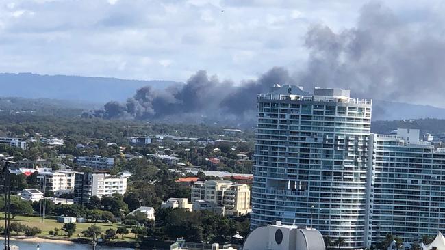 Smoke from the fire at Molendinar on the Gold Coast. Picture: Supplied