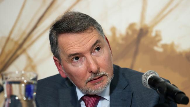 The Russian Federation Ambassador to Australia Dr Alexey Pavlovsky speaking during a press conference. Picture: NCA NewsWire / Gary Ramage