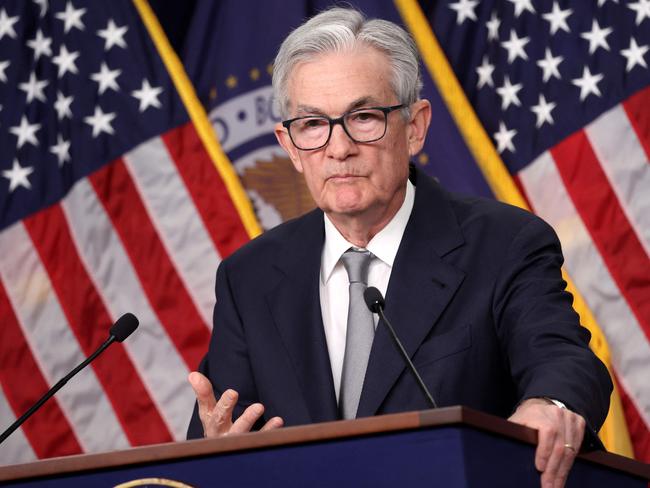 WASHINGTON, DC - NOVEMBER 01: Federal Reserve Board Chairman Jerome Powell speaks during a news conference after a Federal Open Market Committee meeting on November 01, 2023 at the Federal Reserve in Washington, DC. The Federal Reserve left interest rates unchanged at a range of 5.25 percent to 5.50 percent, keeping rates the highest they have been in 23 years.   Kevin Dietsch/Getty Images/AFP (Photo by Kevin Dietsch / GETTY IMAGES NORTH AMERICA / Getty Images via AFP)