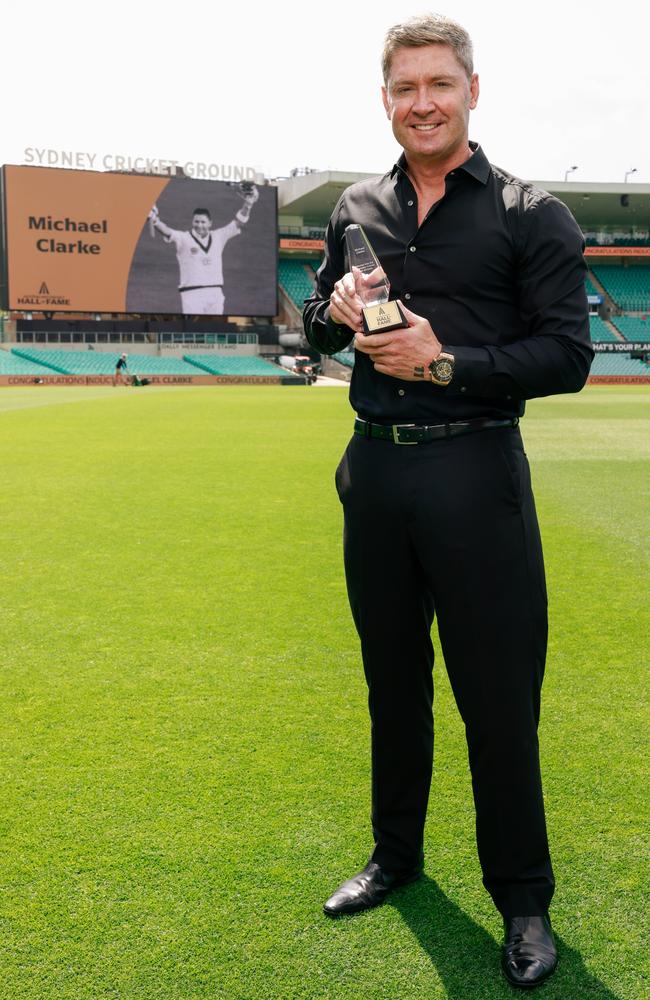 Former Australian cricketer Michael Clarke during the Cricket Australia Hall of Fame induction at Sydney Cricket Ground. Picture: Hanna Lassen/Getty Images for Cricket Australia