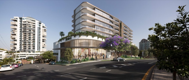 Artist's impression of proposed Woolworths anchored mixed-use medium-rise development at 25 Ferry St, Kangaroo Point.