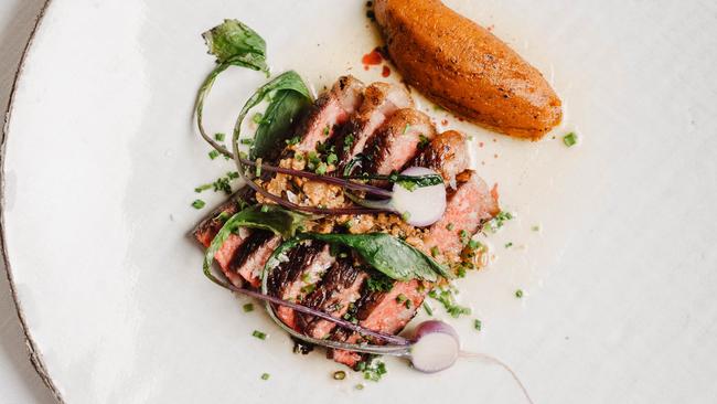 A dish from the new Oval Hotel restaurant, Five Regions. Picture: Meaghan Coles