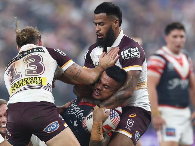 Payne Haas insists there’s no bad blood between himself and Blues teammate Spencer Leniu. Picture: Ezra Shaw/Getty Images