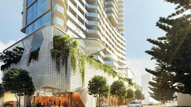 Artist impression of the Hotel Komune at Greenmount Beach in Coolangatta which is set to be 29 storeys.