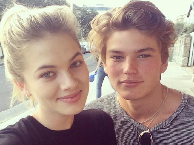 Aussie model Megan Blake Irwin with fellow model Jordan Barrett.