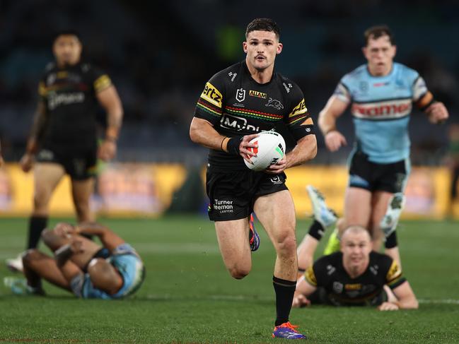 Nathan Cleary has produced a near perfect performance, to help secure a fifth straight grand final appearance for the Panthers. Picture: Getty Images