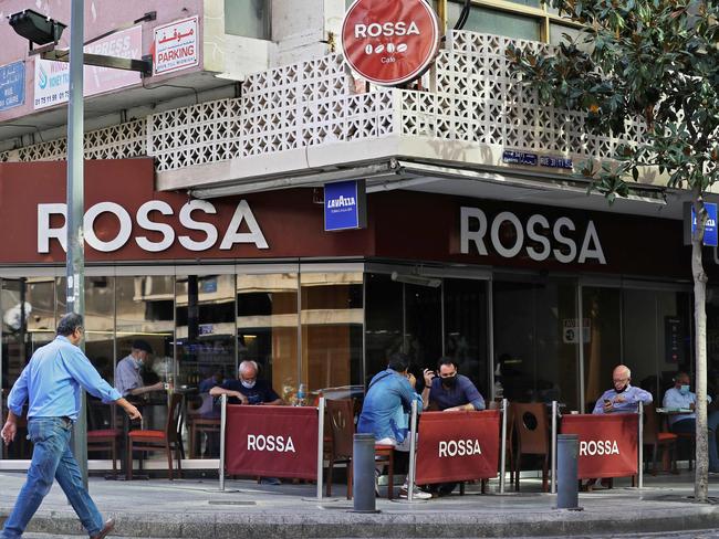 People sit at a cafe in the Hamra area of Lebanon's capital, Beirut. Picture: AFP