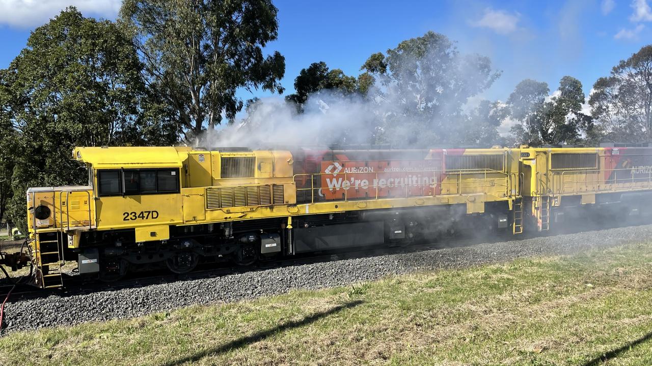 Fire crews battle coal train fire