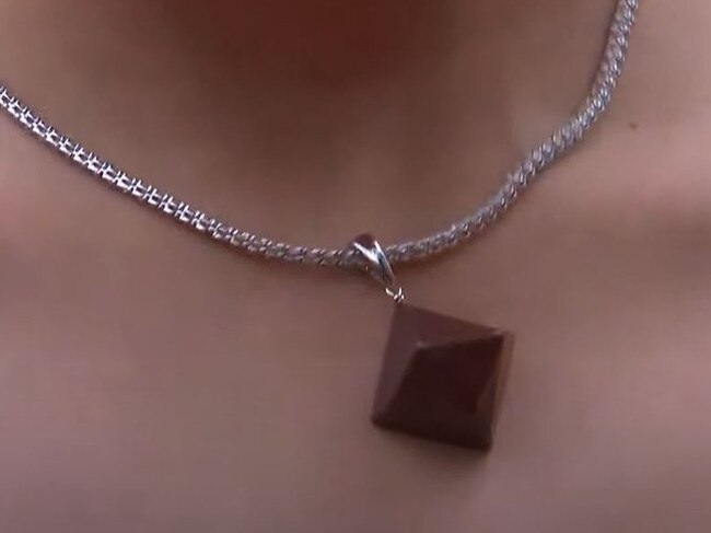 The singer's necklace featured 123 diamonds and one large piece of Toblerone. Photo: ARIAs