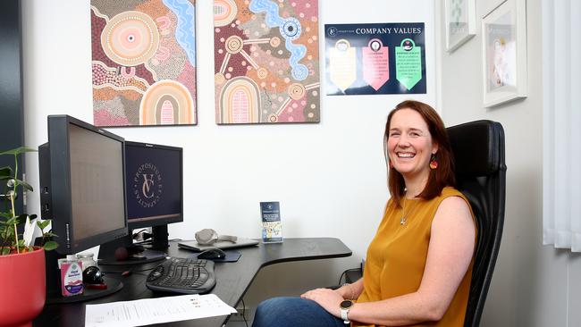 Gemma Whitley in the office of the Vitality Club in Rosebery. Picture: Toby Zerna