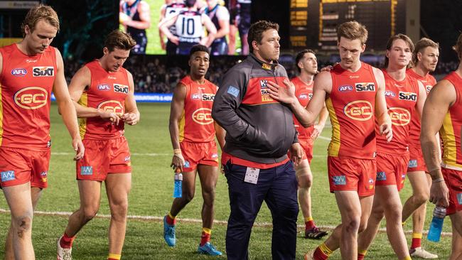 The Suns sacked Stuart Dew last year. Picture: Sarah Reed/AFL Photos via Getty Images